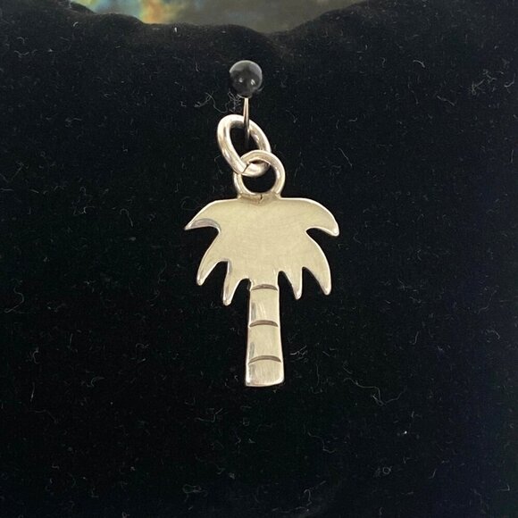 Solid Sterling Silver 925 1.24" Palm Tree Palmetto Tree Charm Pendant - Picture 9 of 16